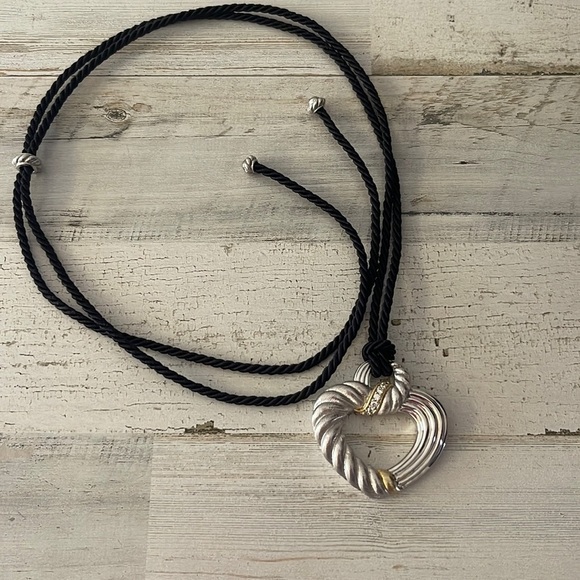 Judith Ripka Silver Open Heart Pendant Necklace. - Picture 1 of 5